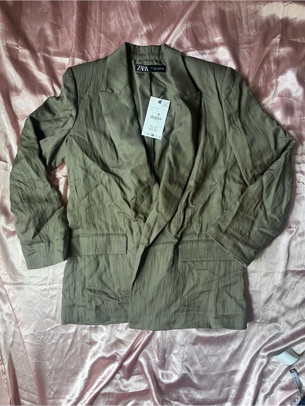 ZARA Olive Blazer Jacket in Deep Olive Green